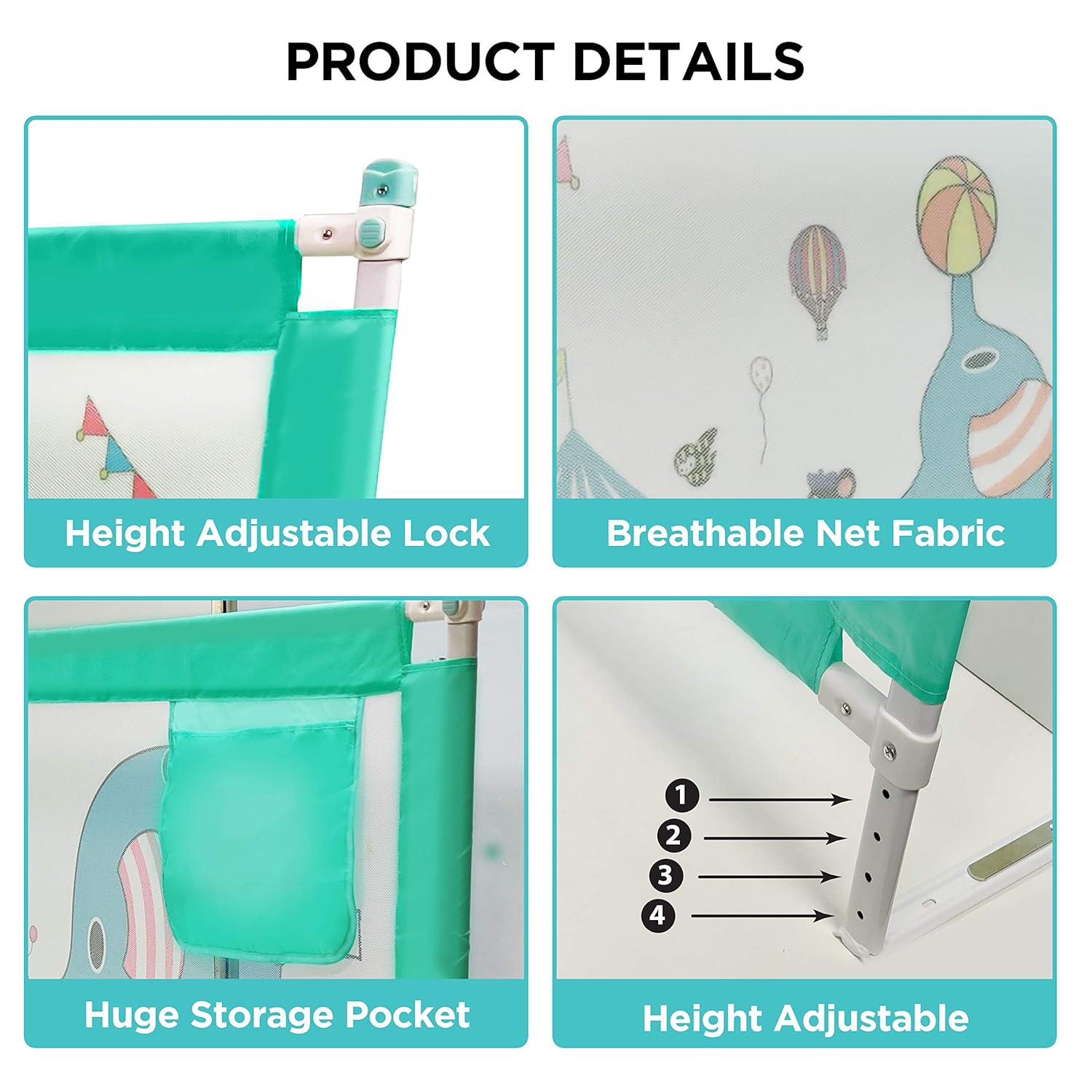 LuvLap 3-in-1 baby high chair and kids bed rail guard combo for safety. www.usmile.toys